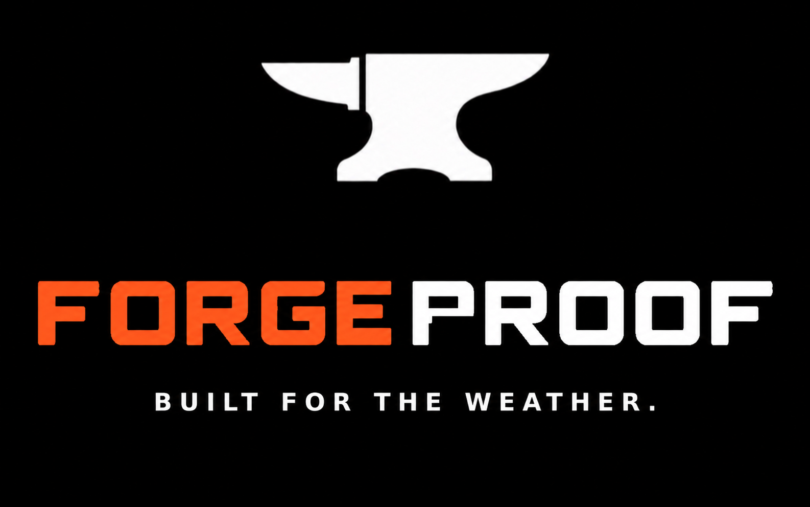 Original anvil symbol over the Forgeproof name and Built for the Weather tagline